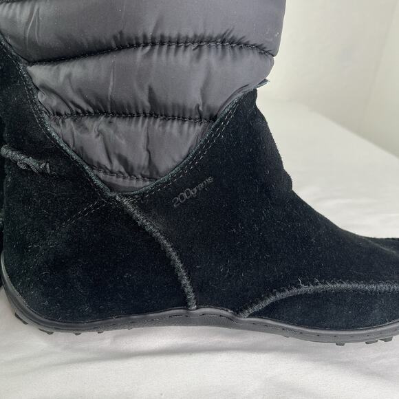 Columbia Winter Boots style 1559-010 black suede quilted mid-calf insulated 9.5 - Picture 3 of 10